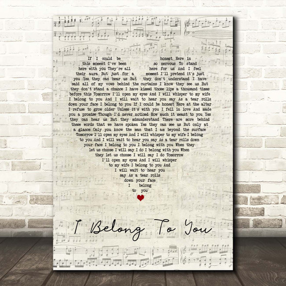 Jacob Lee I Belong to You Script Heart Song Lyric Print