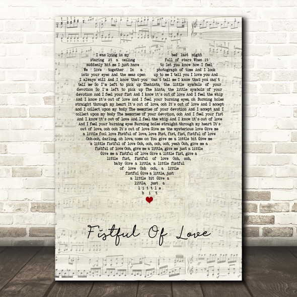 Antony And The Johnsons Fistful Of Love Script Heart Song Lyric Print