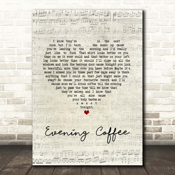 Moose Blood Evening Coffee Script Heart Song Lyric Print
