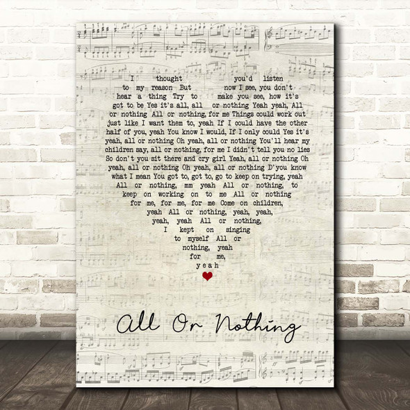 Small Faces All Or Nothing Script Heart Song Lyric Print