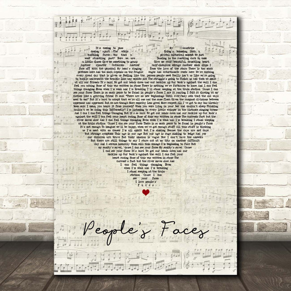 Kate Tempest People's Faces Script Heart Song Lyric Print