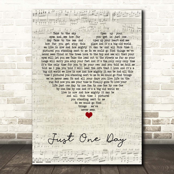 Mighty Oaks Just One Day Script Heart Song Lyric Print