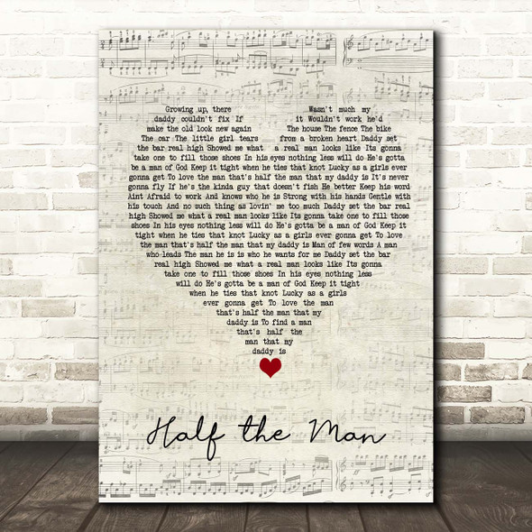 Jennifer Smestad Half the Man Script Heart Song Lyric Print