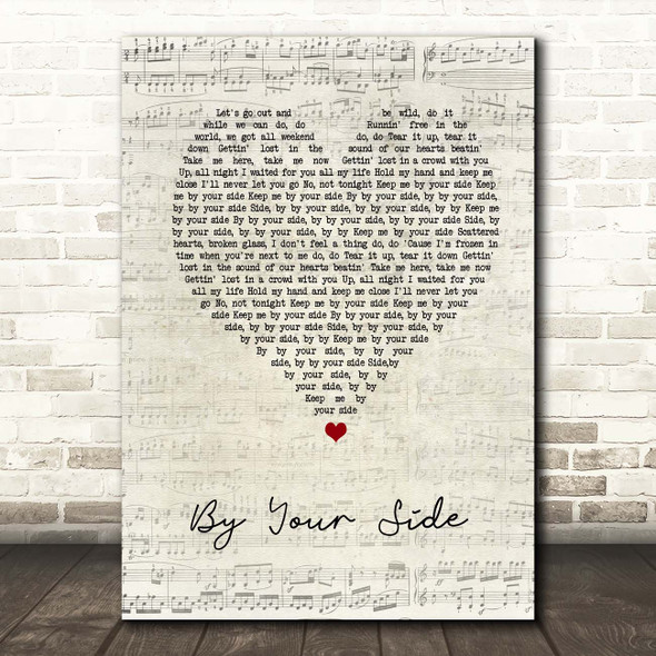 Jonas Blue By Your Side Script Heart Song Lyric Print