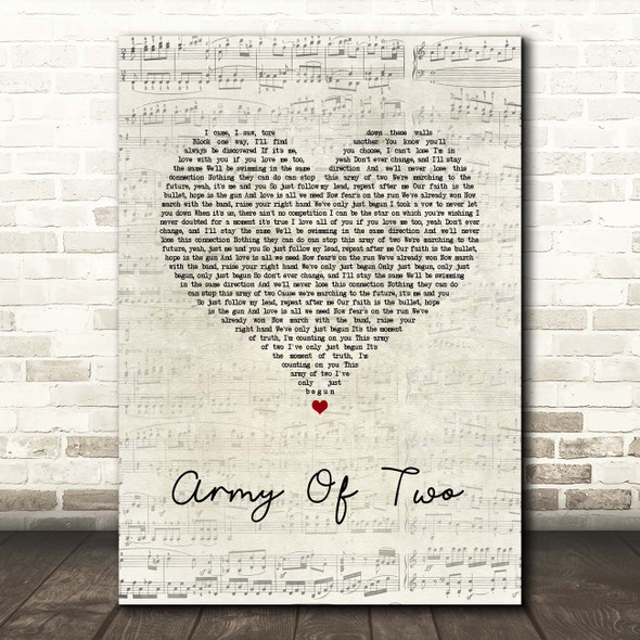 Olly Murs Army Of Two Script Heart Song Lyric Print