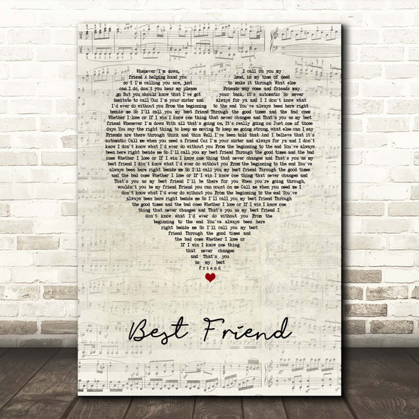 Brandy Best Friend Script Heart Song Lyric Print