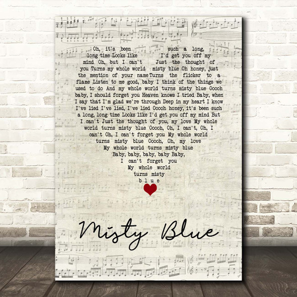 Dorothy Moore Misty Blue Script Heart Song Lyric Print