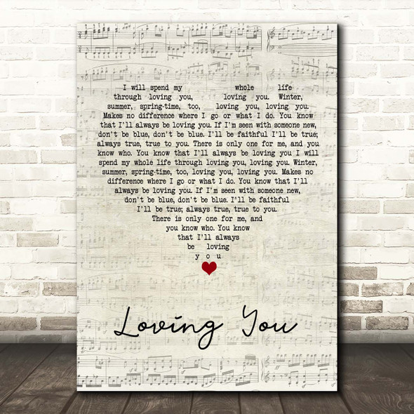 Elvis Presley Loving You Script Heart Song Lyric Print