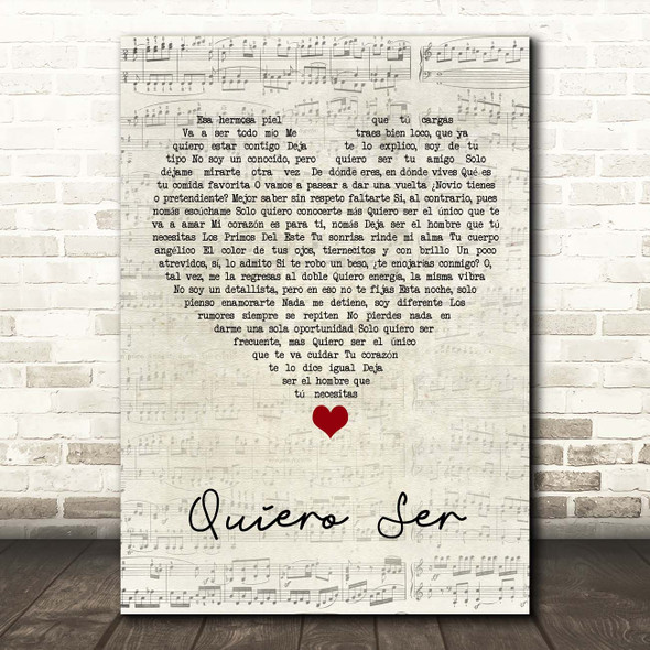 Los Primos Del Este Quiero Ser Script Heart Song Lyric Print