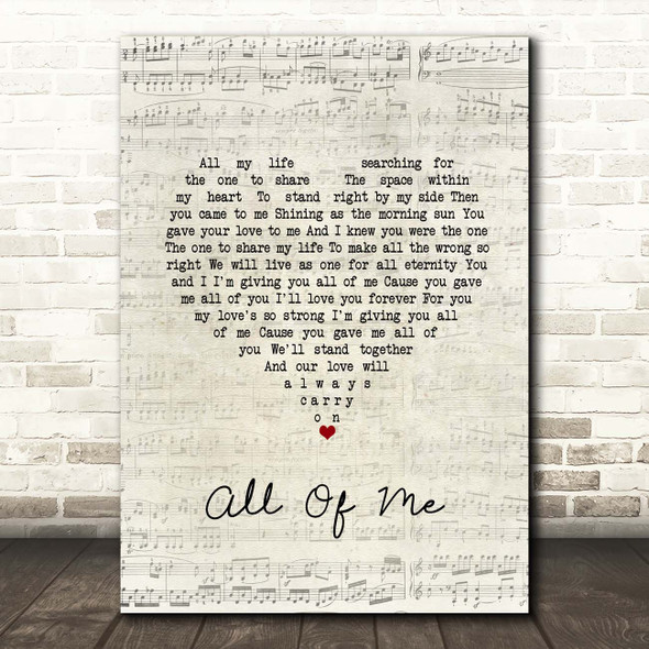 Stryper All Of Me Script Heart Song Lyric Print