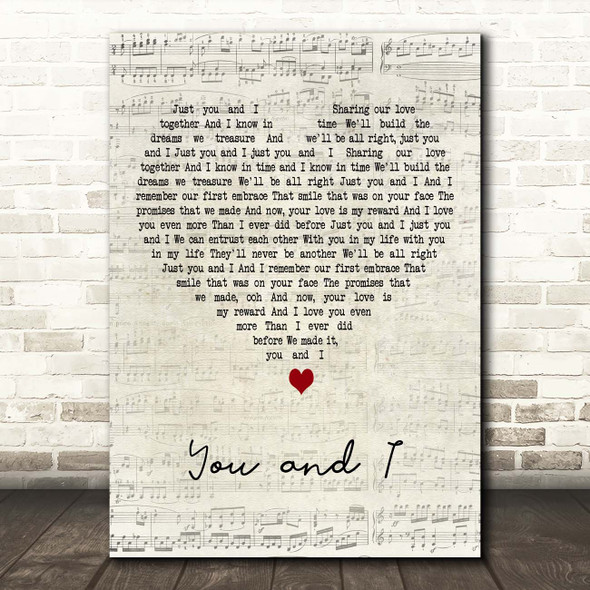 Crystal Gayle, Eddie Rabbitt You and I Script Heart Song Lyric Print
