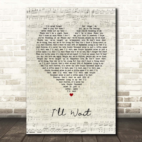 Kygo & Sasha Sloan I'll Wait Script Heart Song Lyric Print