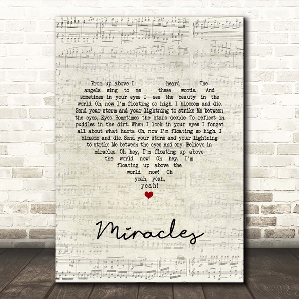 Coldplay Miracles Script Heart Song Lyric Print