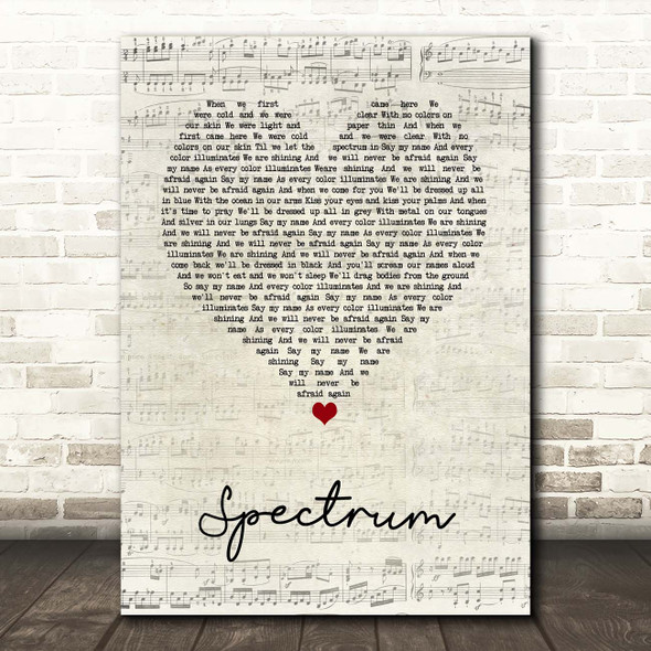 Florence + The Machine Spectrum Script Heart Song Lyric Print