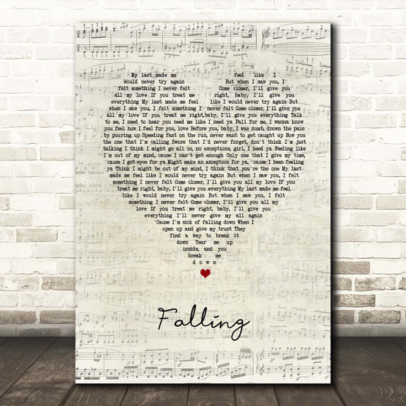 Trevor Daniel Falling Script Heart Song Lyric Print