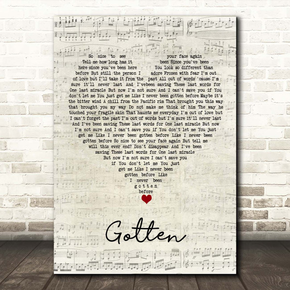 Slash Gotten Script Heart Song Lyric Print