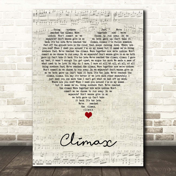 Usher Climax Script Heart Song Lyric Print