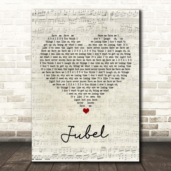 Klingande Jubel Script Heart Song Lyric Print