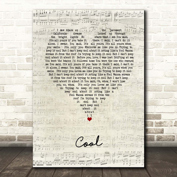 Alesso Cool Script Heart Song Lyric Print