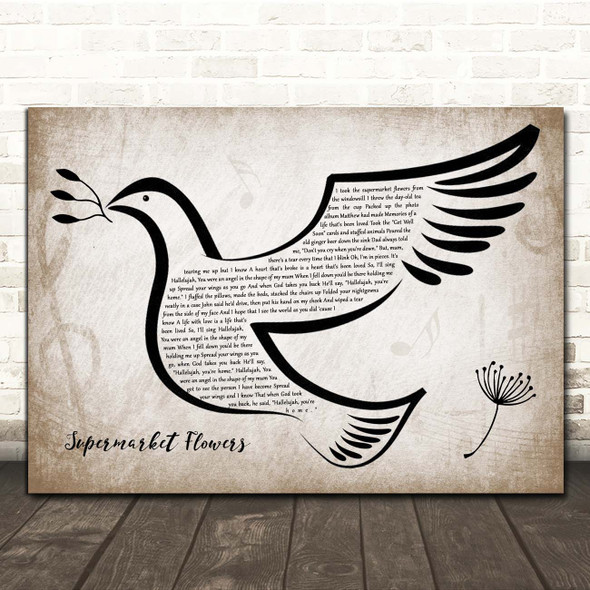 Ed Sheeran Supermarket Flowers Vintage Dove Bird Song Lyric Print