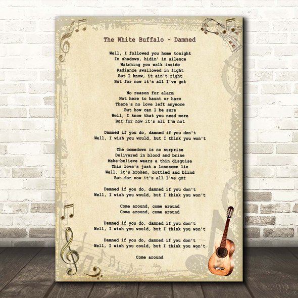 The White Buffalo Damned Vintage Guitar Song Lyric Print