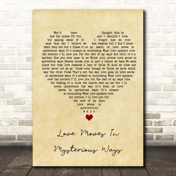 Julia Fordham Love Moves In Mysterious Ways Vintage Heart Song Lyric Print