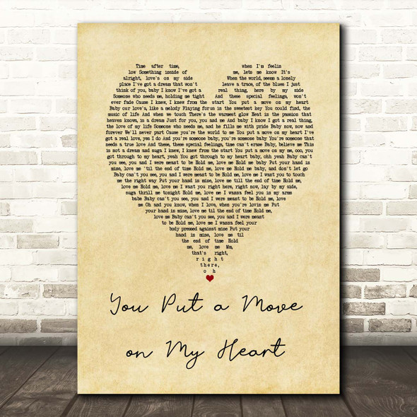 Mica Paris You Put a Move on My Heart Vintage Heart Song Lyric Print