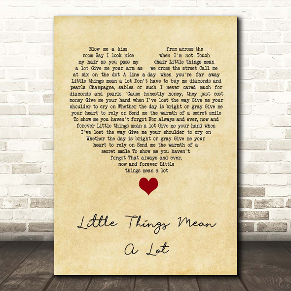 Kitty Kallen Little Things Mean a Lot Vintage Heart Song Lyric Print