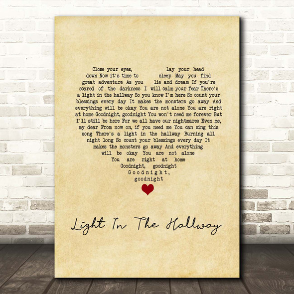 Pentatonix Light In The Hallway Vintage Heart Song Lyric Print