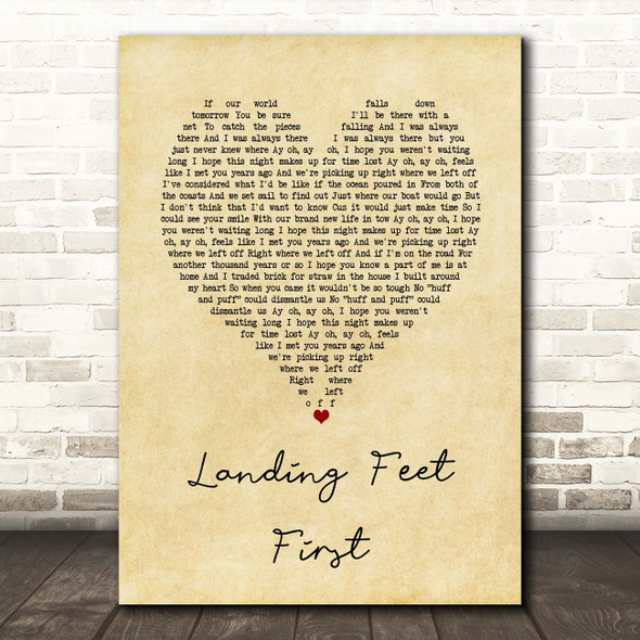 Bayside Landing Feet First Vintage Heart Song Lyric Print