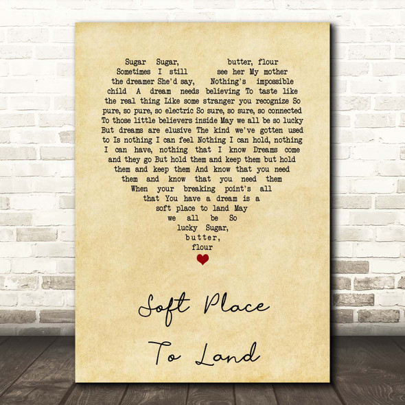 Sara Bareilles Soft Place To Land Vintage Heart Song Lyric Print