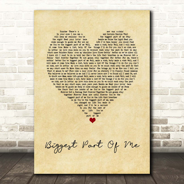 Ambrosia Biggest Part Of Me Vintage Heart Song Lyric Print