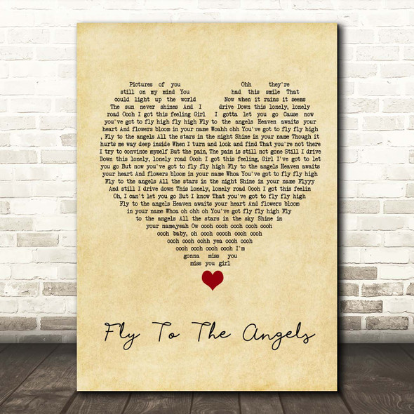Slaughter Fly To The Angels Vintage Heart Song Lyric Print