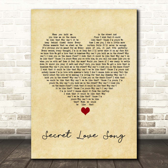 Little Mix Secret Love Song Vintage Heart Song Lyric Print