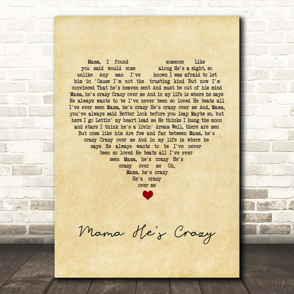 The Judds Mama He's Crazy Vintage Heart Song Lyric Print