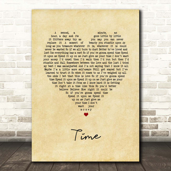 Time Ben's Brother Vintage Heart Song Lyric Print