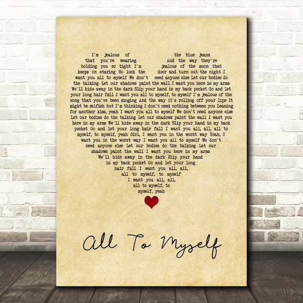 Dan + Shay All To Myself Vintage Heart Song Lyric Print