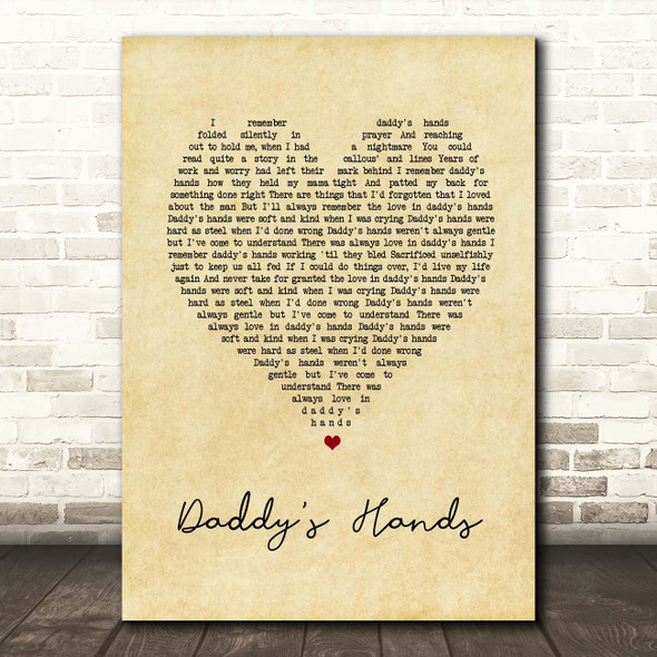 Holly Dunn Daddy's Hands Vintage Heart Song Lyric Print