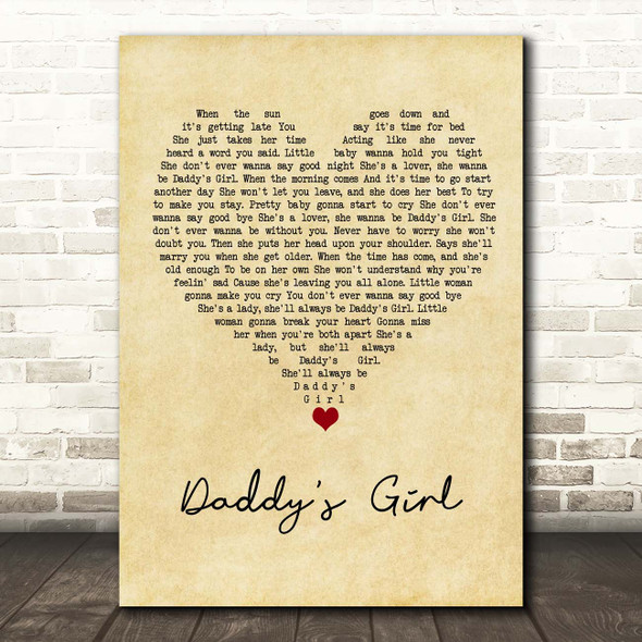 Peter Cetera Daddy's Girl Vintage Heart Song Lyric Print