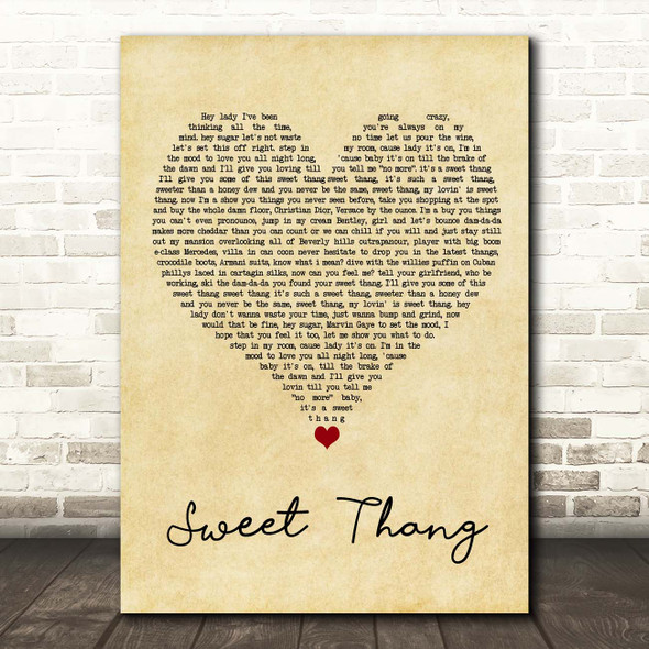 Jonestown Sweet Thang Vintage Heart Song Lyric Print