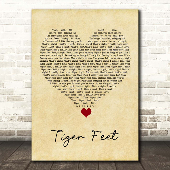 Mud Tiger Feet Vintage Heart Song Lyric Print