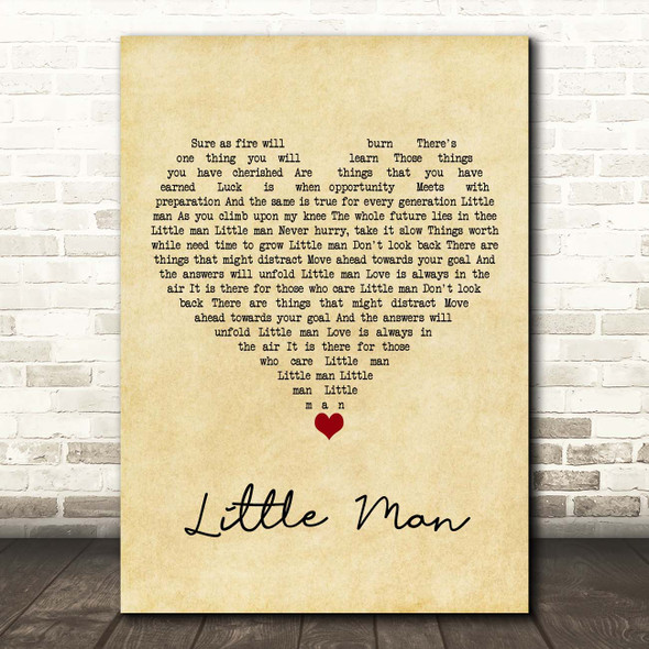 Tom Waits Little Man Vintage Heart Song Lyric Print