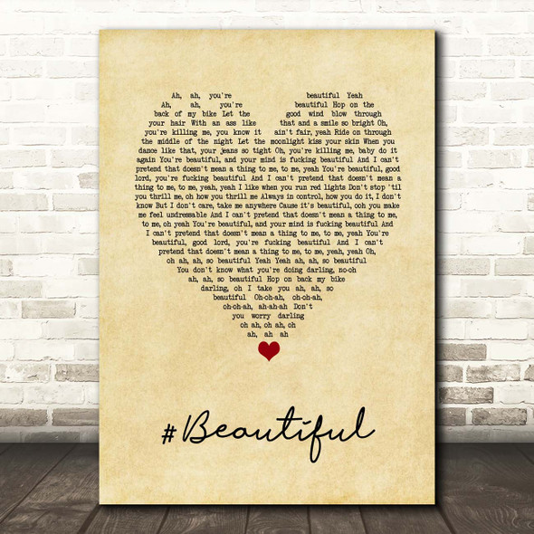 Mariah Carey #Beautiful Vintage Heart Song Lyric Print