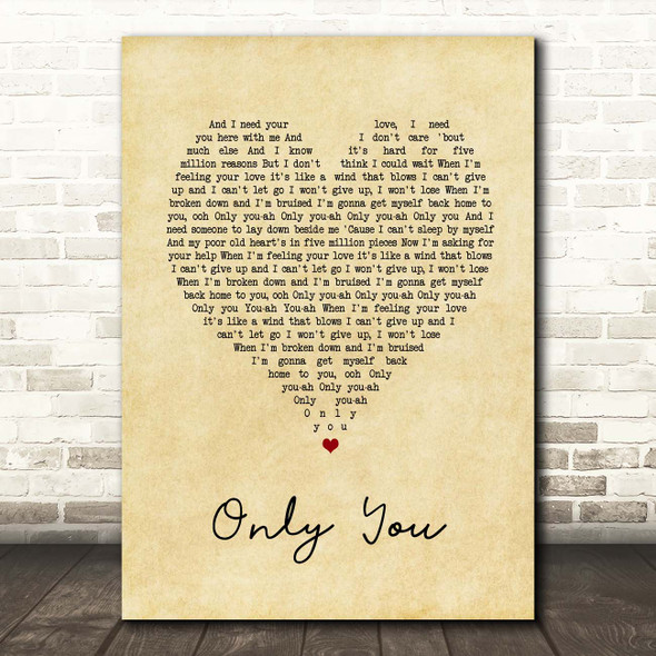 Parson James Only You Vintage Heart Song Lyric Print