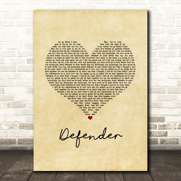 UPPERROOM Defender Vintage Heart Song Lyric Print