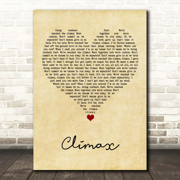 Usher Climax Vintage Heart Song Lyric Print