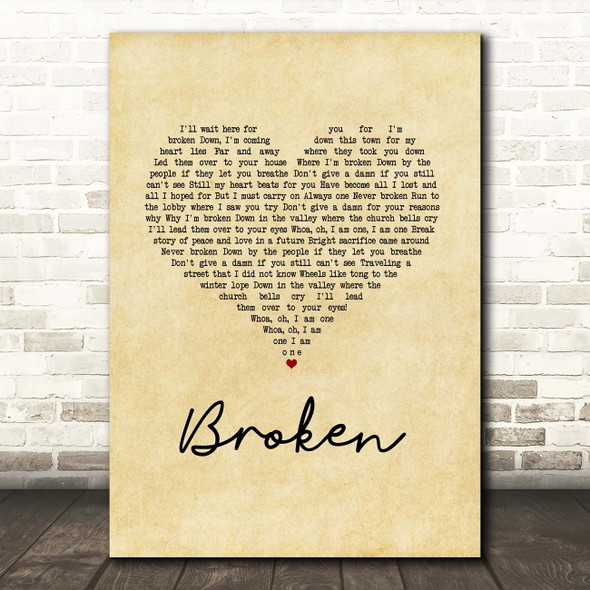 Jake Bugg Broken Vintage Heart Song Lyric Print