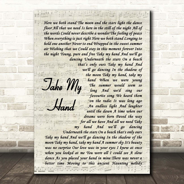 Skerryvore Take My Hand Vintage Script Song Print