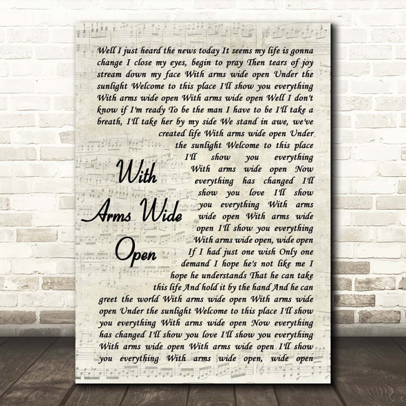 Creed With Arms Wide Open Vintage Script Song Lyric Print