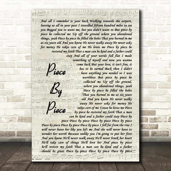 Kelly Clarkson Piece By Piece Vintage Script Song Lyric Print